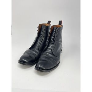 Allen Edmonds First 1st Avenue Black Laced Boots Cap Toe Combo Sole Size 11.5 D